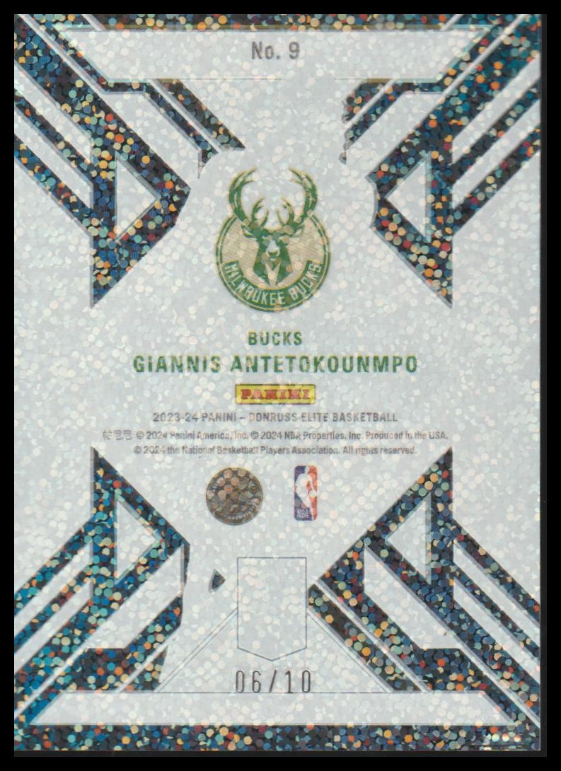 2023-24 Donruss Elite #9 Giannis Antetokounmpo Clarity International Gold #/10