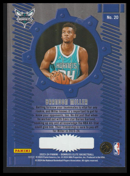 2023-24 Donruss Elite #20 Brandon Miller Craftsmen International Red and Green