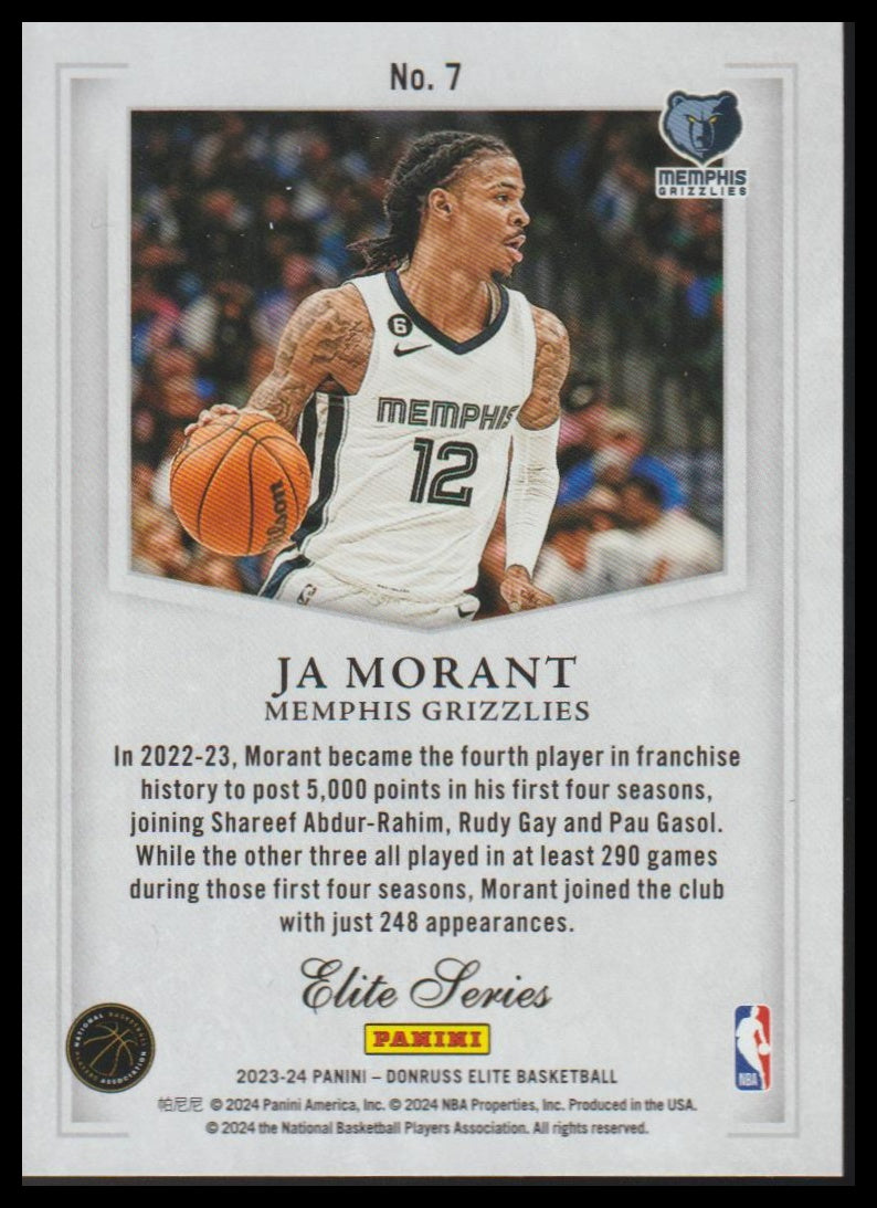 2023-24 Donruss Elite #7 Ja Morant Elite Series