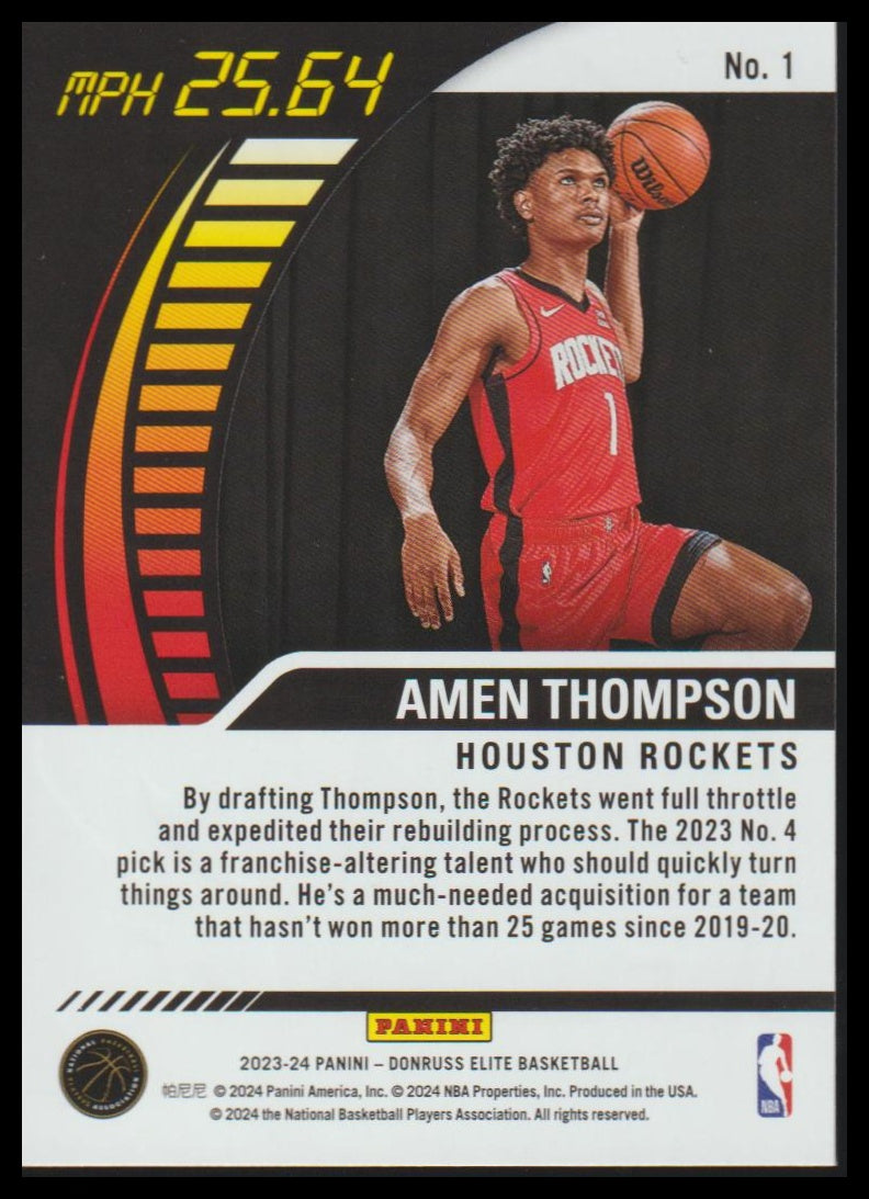 2023-24 Donruss Elite #1 Amen Thompson Full Throttle