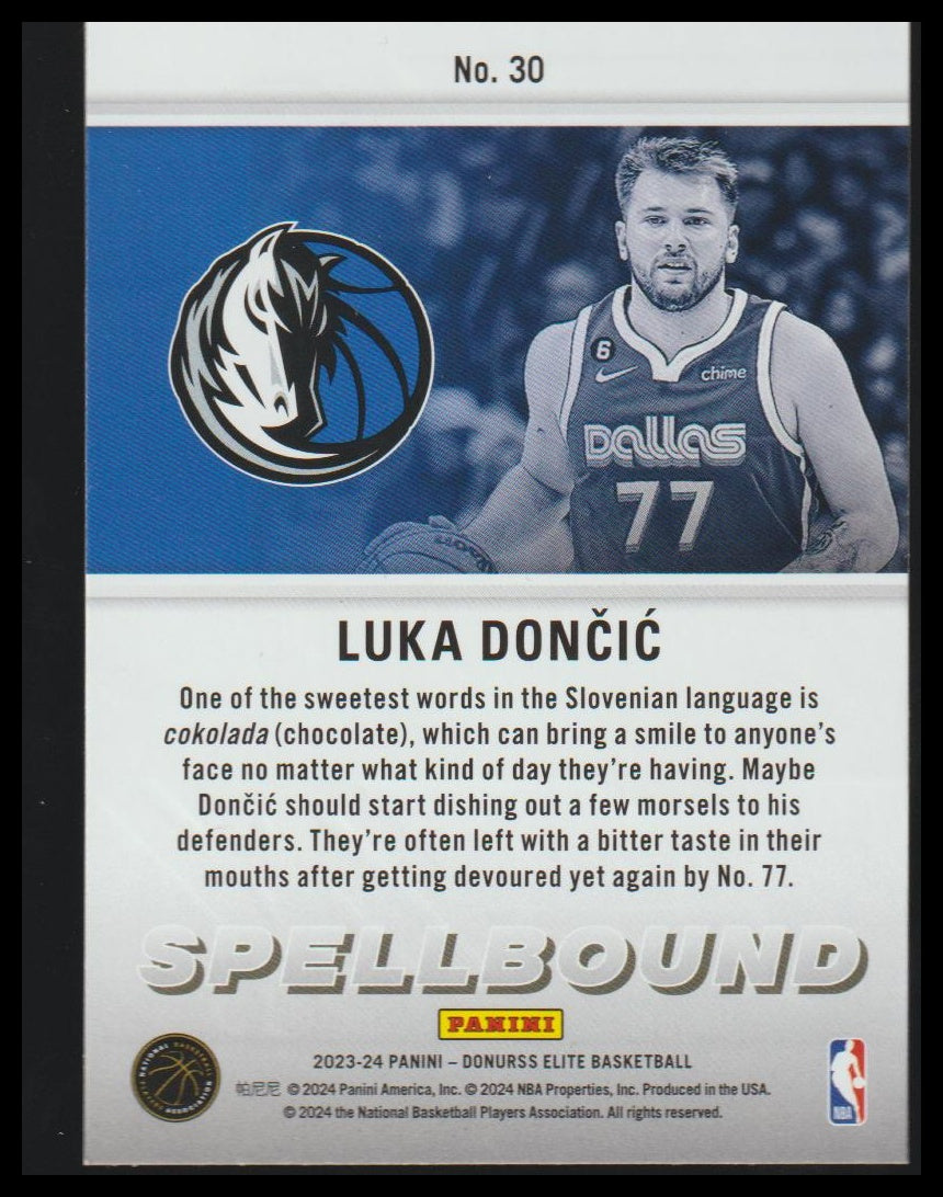 2023-24 Donruss Elite #30 Luka Doncic Spellbound International Red and Green