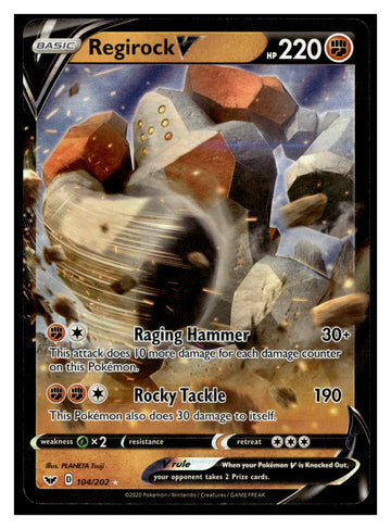 
SWSH01: Sword & Shield Base Set #104/202 Regirock V