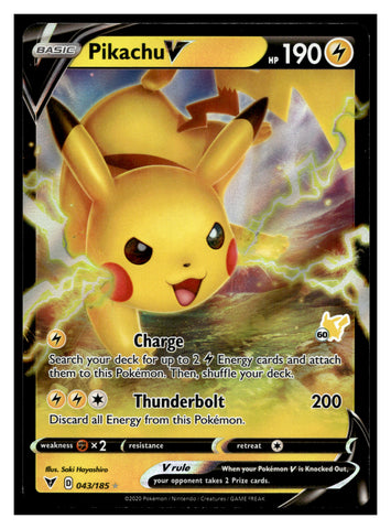 Battle Academy 2022 #043/185 Pikachu V (#60 Pikachu Stamped)