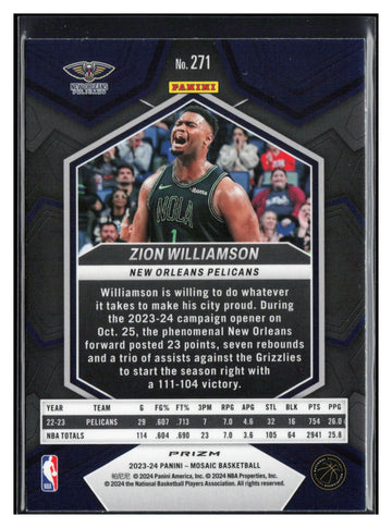 2023-24 Panini Mosaic #271 Zion Williamson Silver