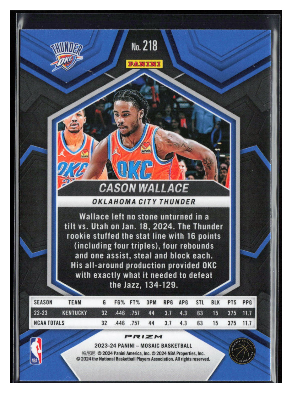 2023-24 Panini Mosaic #218 Cason Wallace Mosaic