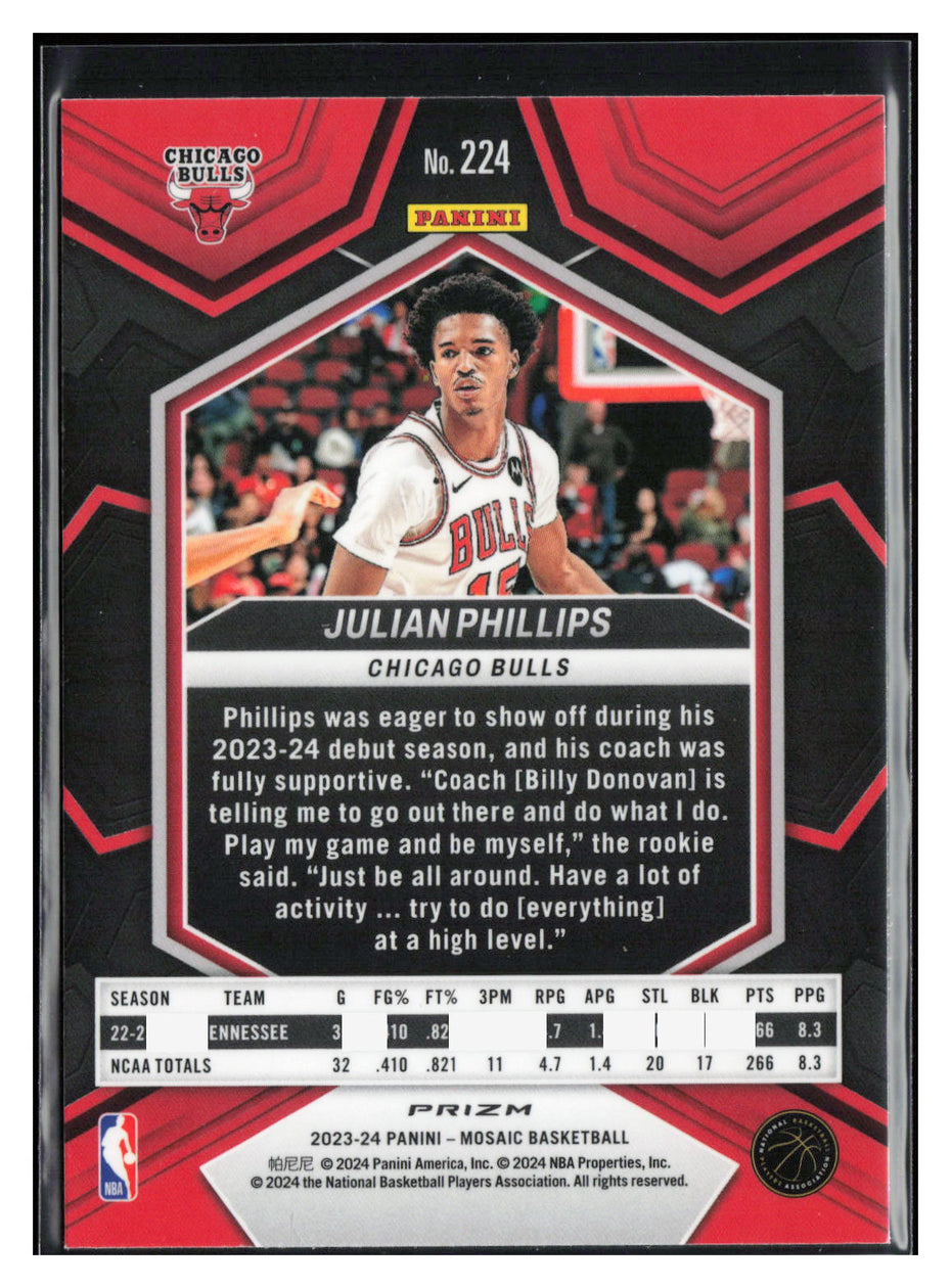 2023-24 Panini Mosaic #224 Julian Phillips Reactive Blue