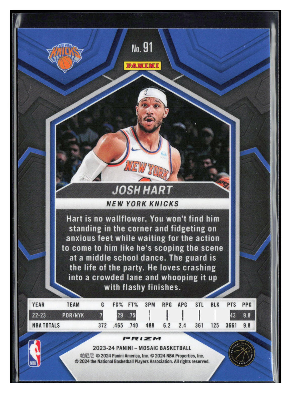 2023-24 Panini Mosaic #91 Josh Hart Reactive Blue