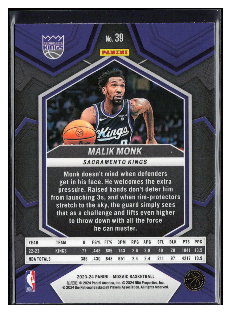 2023-24 Panini Mosaic #39 Malik Monk