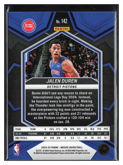 2023-24 Panini Mosaic #142 Jalen Duren