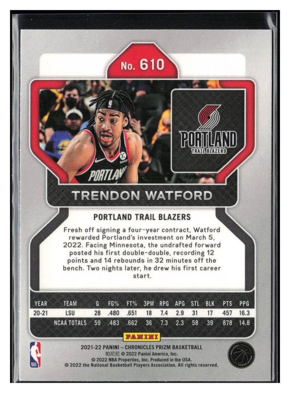 2021-22 Panini Chronicles #610 Trendon Watford