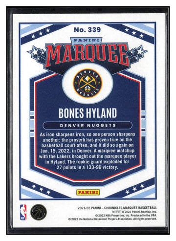 2021-22 Panini Chronicles #339 Bones Hyland Pink
