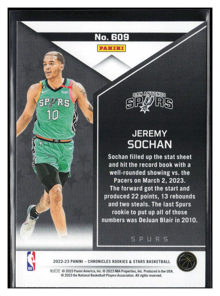 2022-23 Panini Chronicles #609 Jeremy Sochan