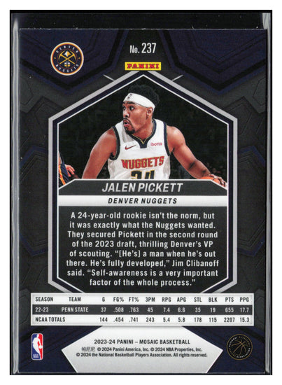 2023-24 Panini Mosaic #237 Jalen Pickett