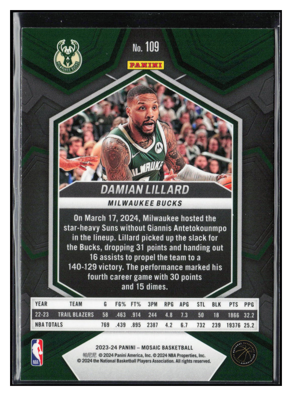 2023-24 Panini Mosaic #109 Damian Lillard