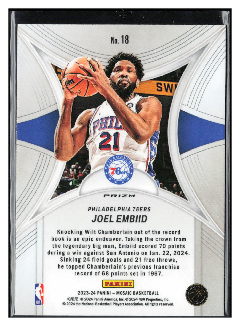 2023-24 Panini Mosaic #18 Joel Embiid Epic Performers Mosaic