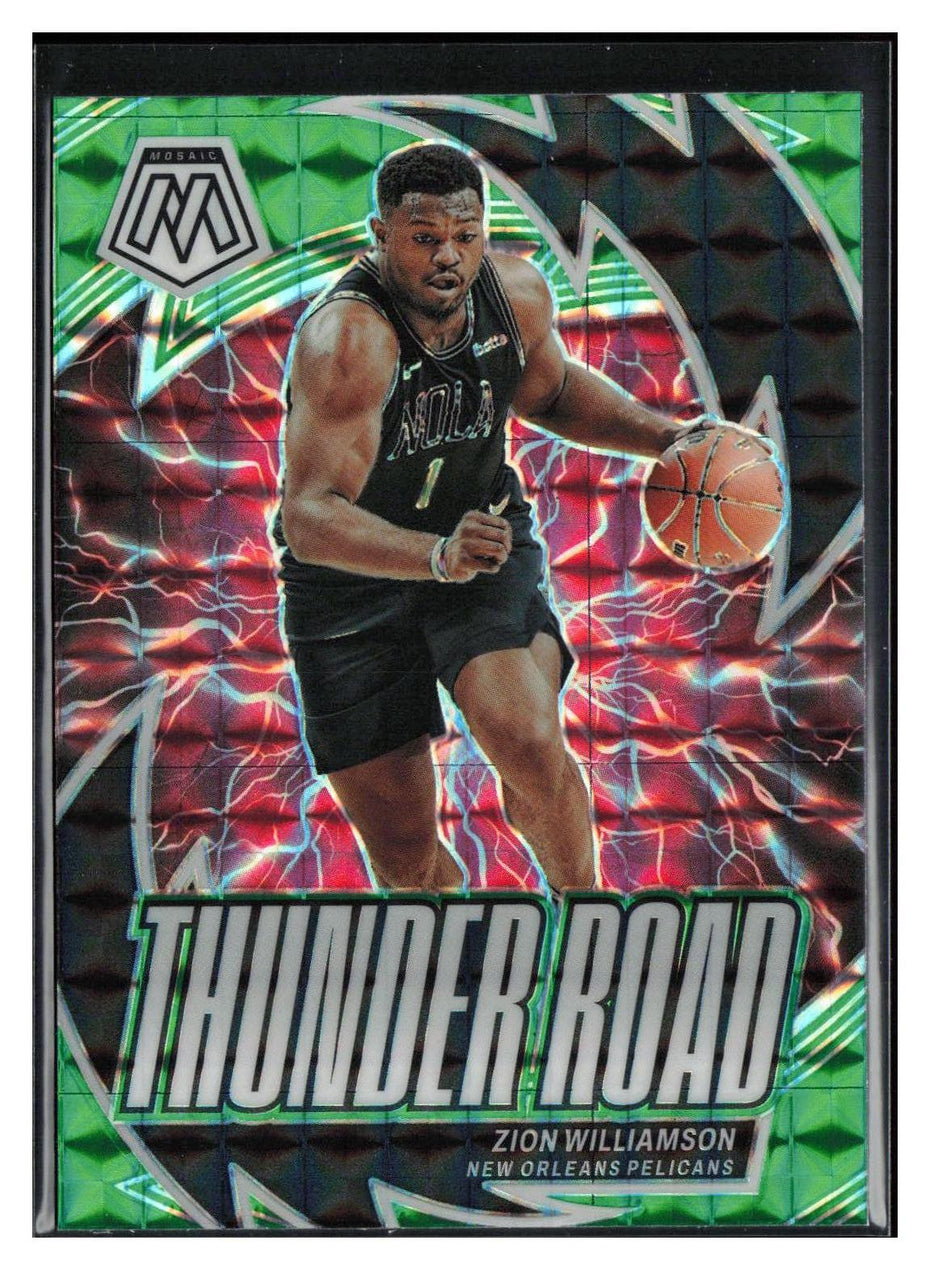 2023-24 Panini Mosaic #10 Zion Williamson Thunder Road Mosaic Green