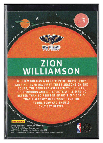 2023-24 Donruss #5 Zion Williamson Zero Gravity