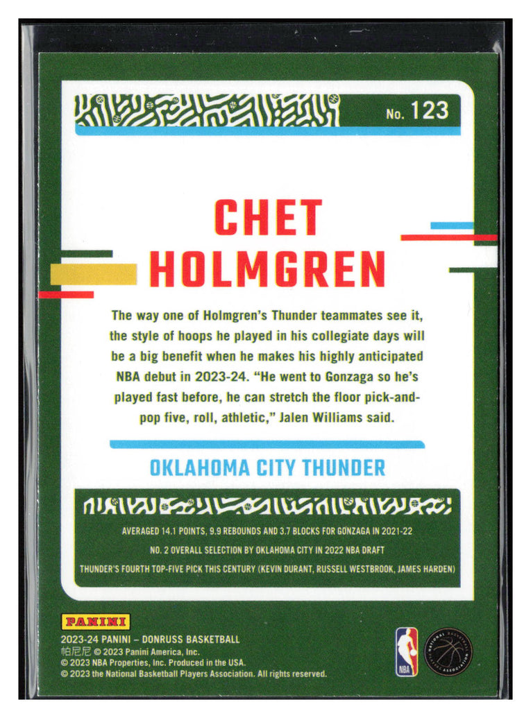 2023-24 Donruss #123 Chet Holmgren Green Laser Holo