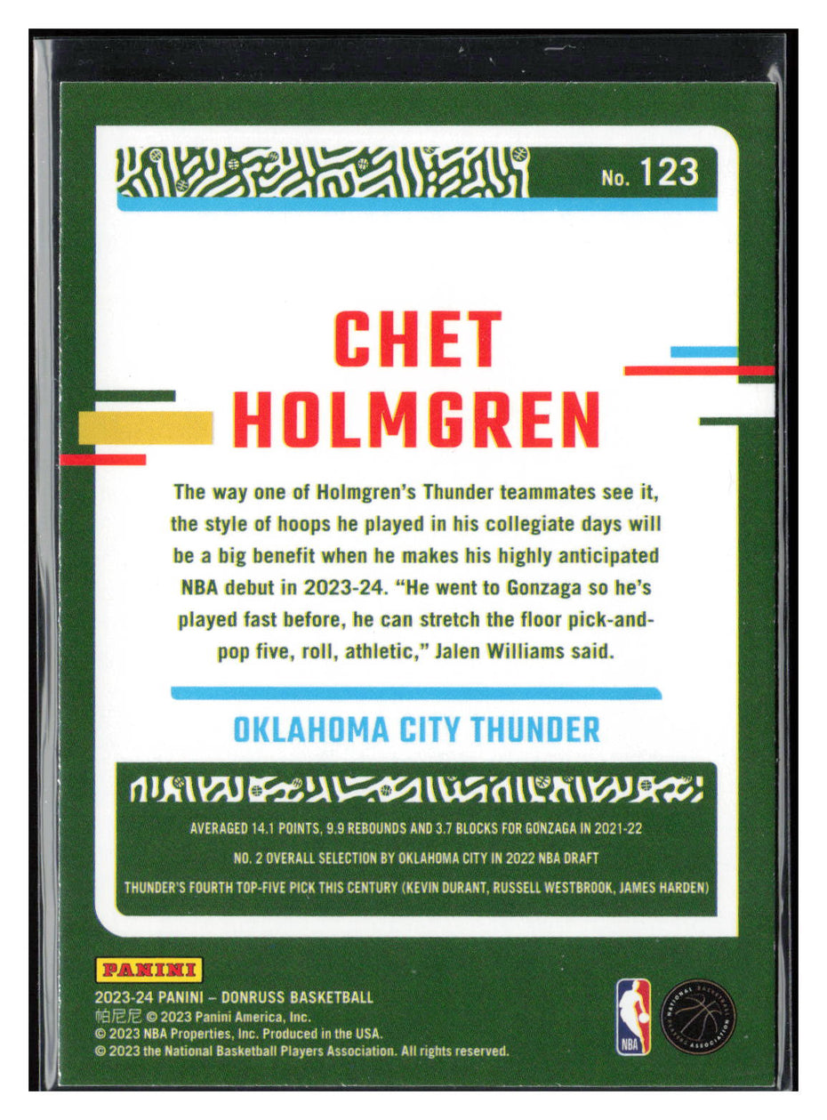 2023-24 Donruss #123 Chet Holmgren Green Laser Holo