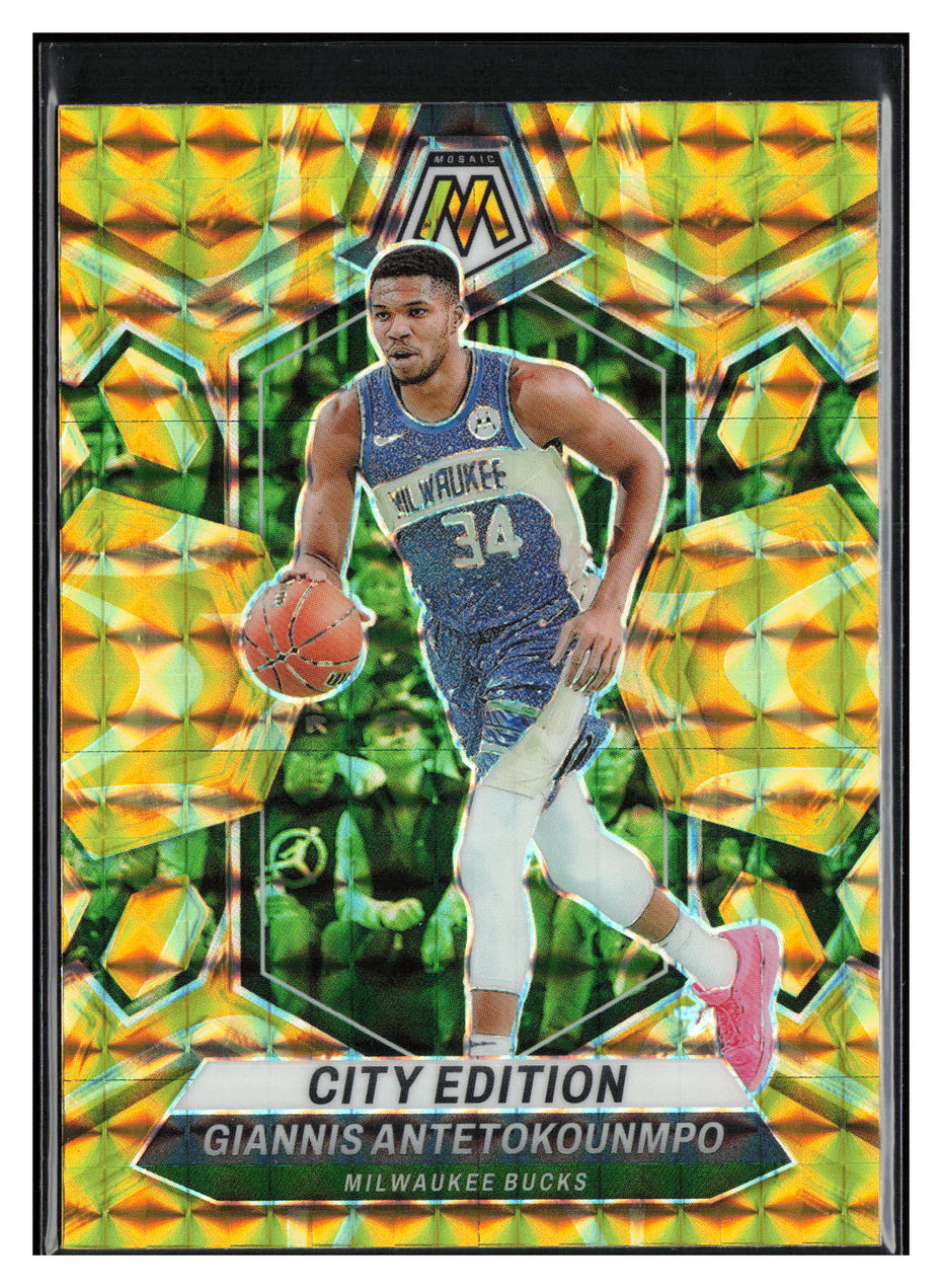 2023-24 Panini Mosaic #279 Giannis Antetokounmpo Reactive Yellow