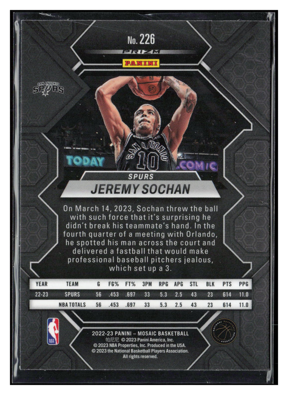 2022-23 Panini Mosaic #226 Jeremy Sochan Reactive Blue