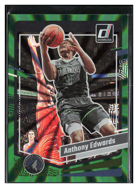 2023-24 Donruss #137 Anthony Edwards Green Laser Holo