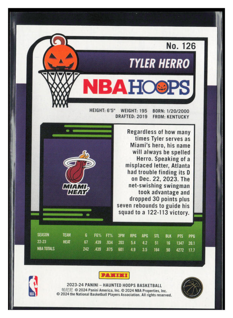 2023-24 Hoops Haunted Hoops #126 Tyler Herro Holo Webs