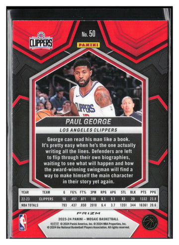2023-24 Panini Mosaic #50 Paul George Silver