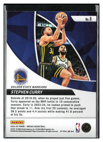 2023-24 Panini Mosaic #6 Stephen Curry Elevate Mosaic