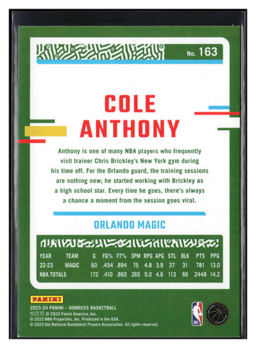 
2023-24 Donruss #163 Cole Anthony Silver Press Proof