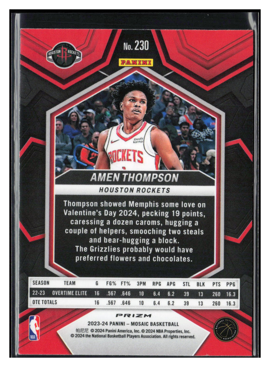 2023-24 Panini Mosaic #230 Amen Thompson Reactive Blue