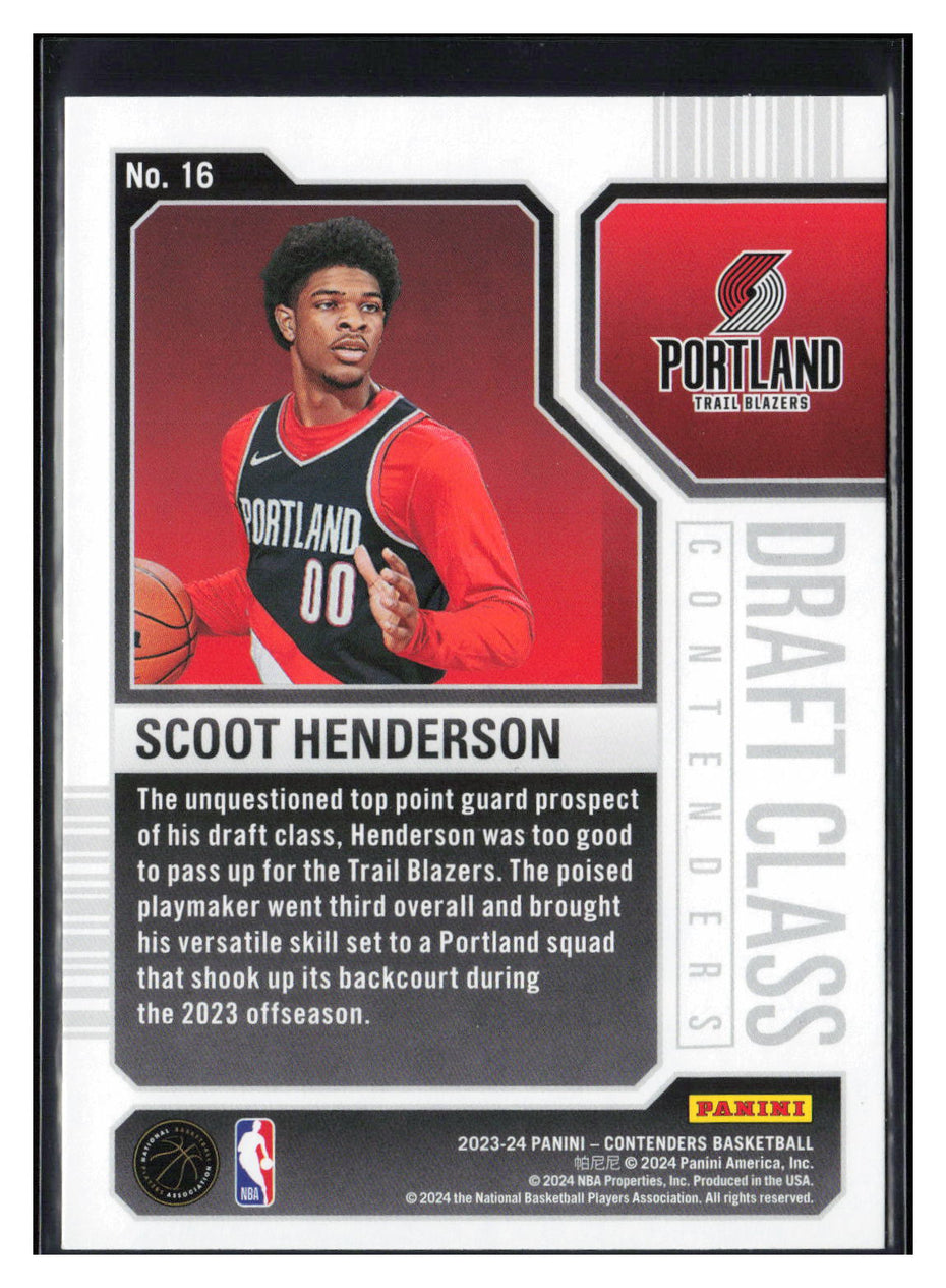 2023-24 Panini Contenders #16 Scoot Henderson 2023 Draft Class Contenders