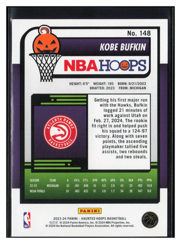 
2023-24 Hoops Haunted Hoops #148 Kobe Bufkin Orange