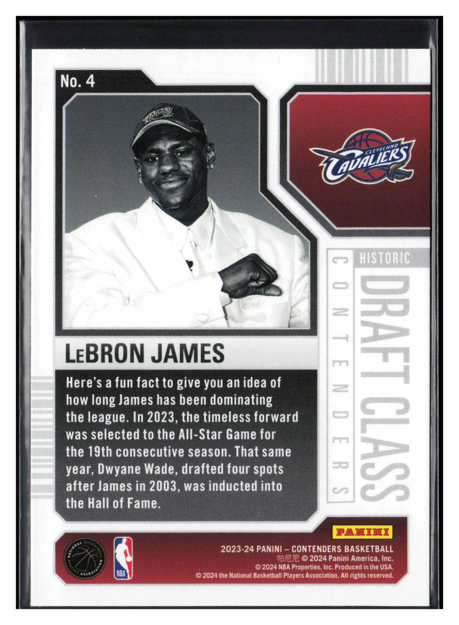 2023-24 Panini Contenders #4 LeBron James Historic Draft Class Contenders