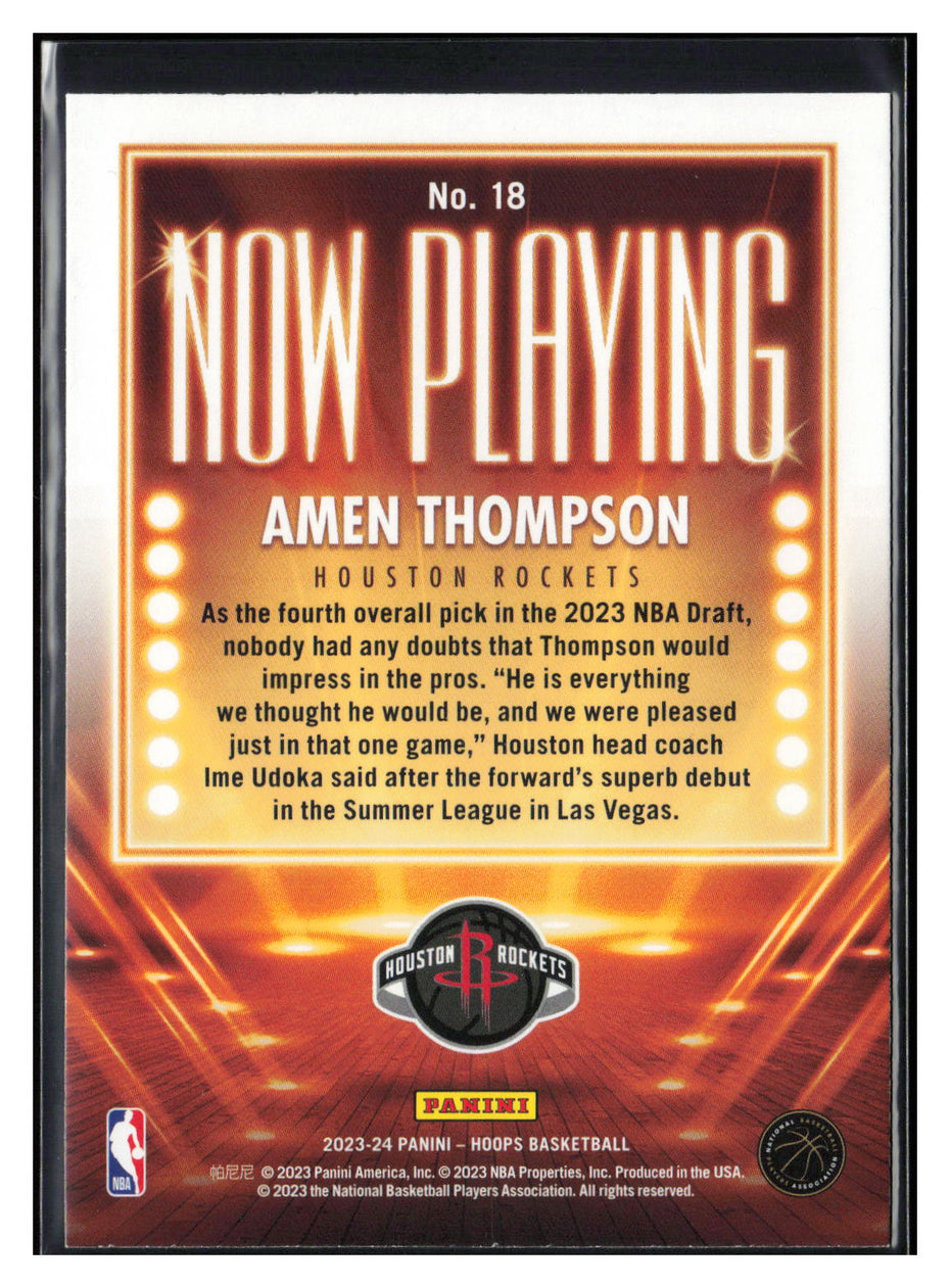 2023-24 Hoops #18 Amen Thompson Now Playing