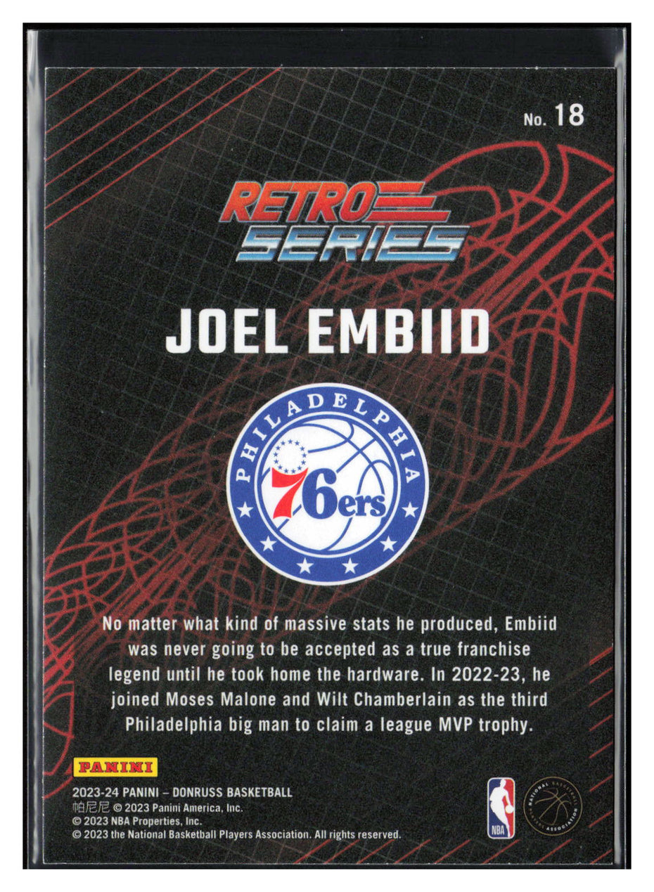 2023-24 Donruss #18 Joel Embiid Retro Series Press Proof