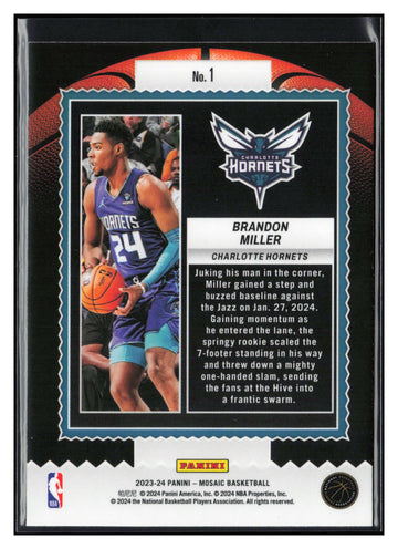 
2023-24 Panini Mosaic #1 Brandon Miller Jam Masters Mosaic