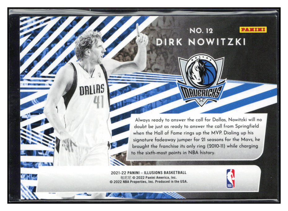 2021-22 Panini Illusions #12 Dirk Nowitzki Chasing the Hall Orange #/75