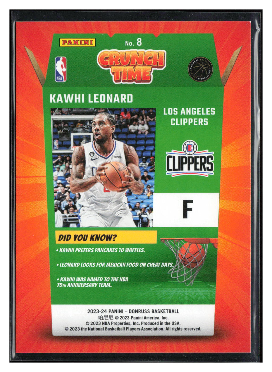 2023-24 Donruss #8 Kawhi Leonard Crunch Time Holo Laser #/99