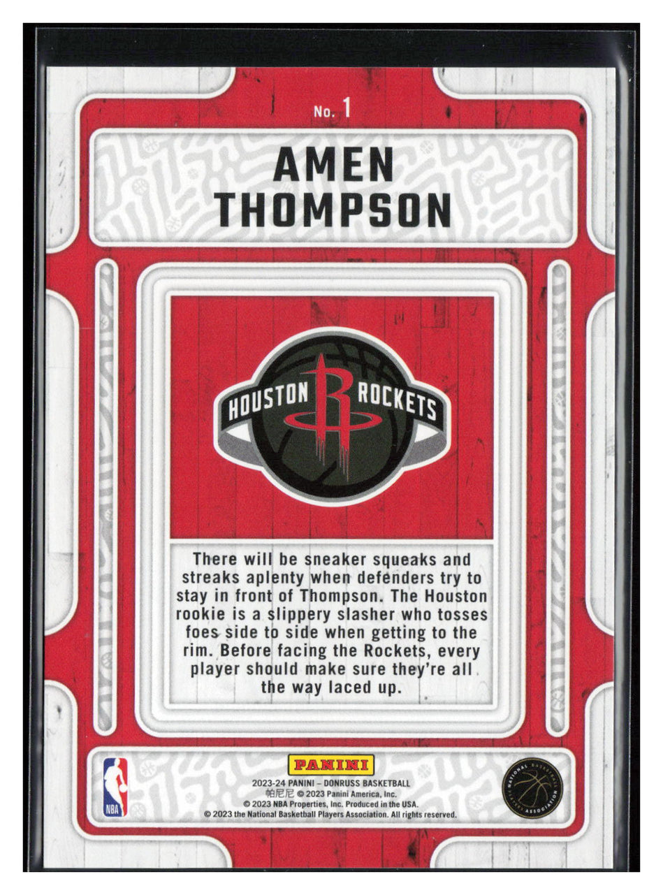 2023-24 Donruss #1 Amen Thompson Hardwood Masters Holo Laser #/99