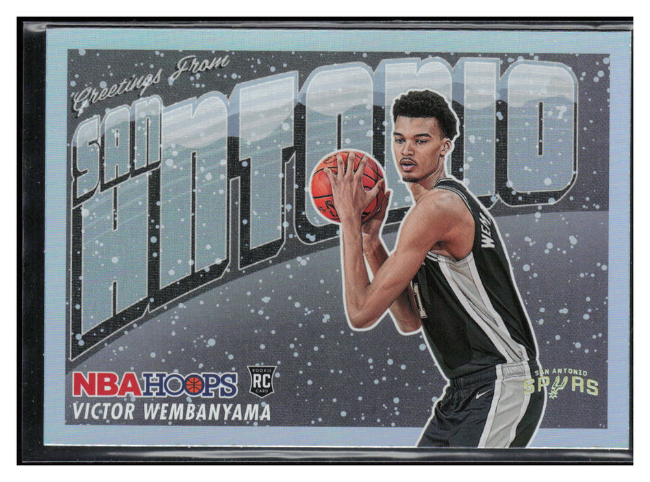 2023-24 Hoops Winter #1 Victor Wembanyama Rookie Greetings Holo