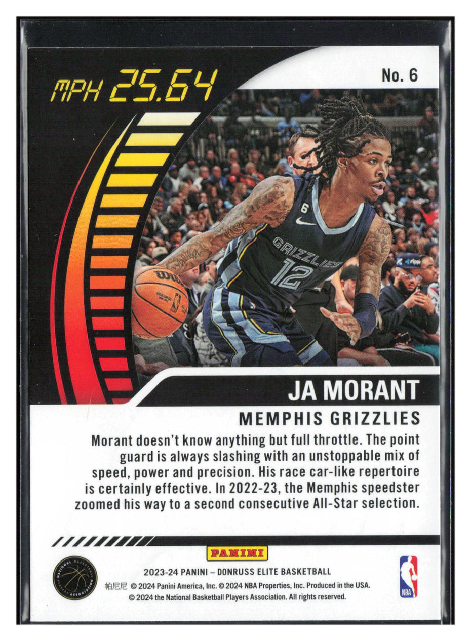 2023-24 Donruss Elite #6 Ja Morant Full Throttle