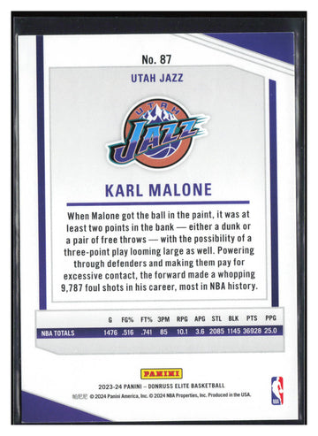 
2023-24 Donruss Elite #87 Karl Malone Orange