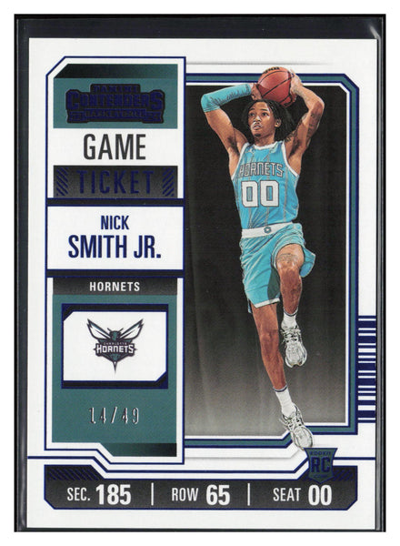 2023-24 Panini Contenders #100 Nick Smith Jr. Game Ticket Blue #/49