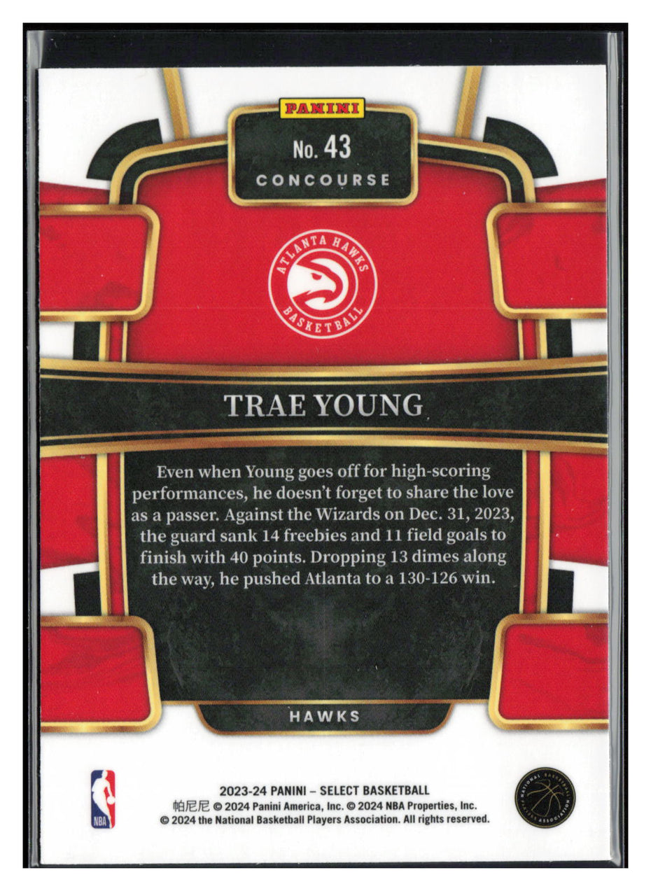 2023-24 Panini Select #43 Trae Young Blue Prizms