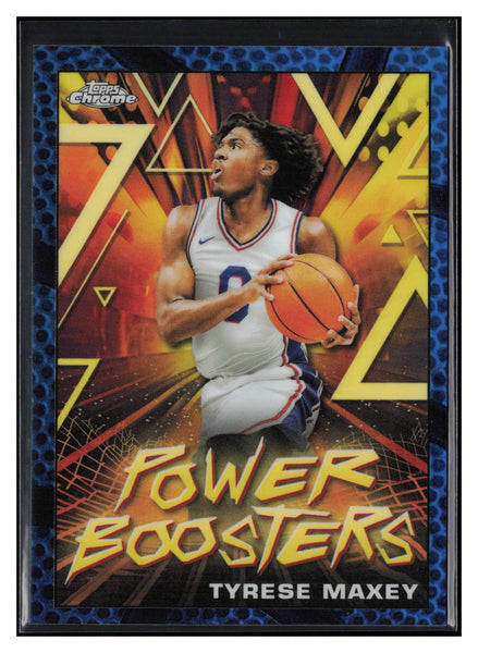 23-24 Topps Chrome #PB-15 Tyrese Maxey Power Boosters Refractor Blue Basketball