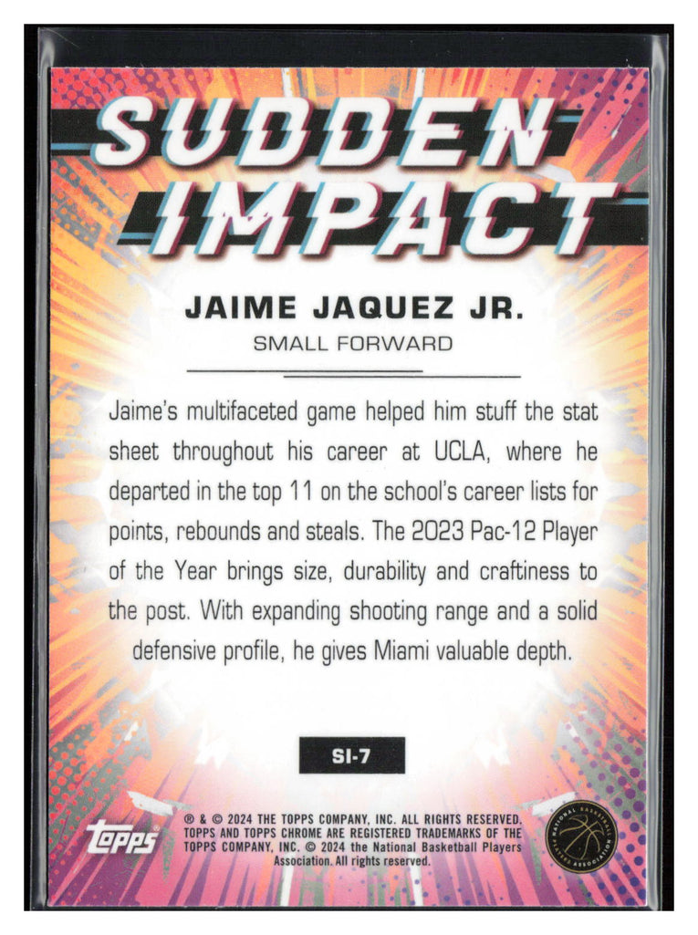 2023-24 Topps Chrome #SI-7 Jaime Jaquez Jr. Sudden Impact