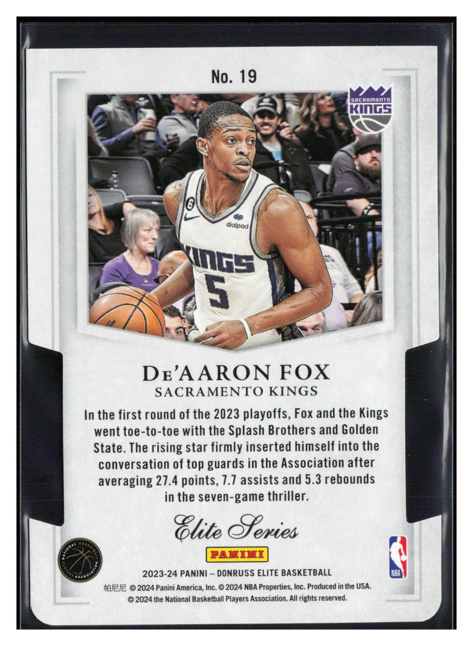 2023-24 Donruss Elite #19 De'Aaron Fox Elite Series Orange Die Cut