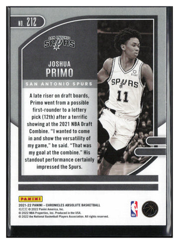 
2021-22 Panini Chronicles #212 Joshua Primo
