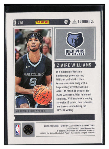 
2021-22 Panini Chronicles #251 Ziaire Williams